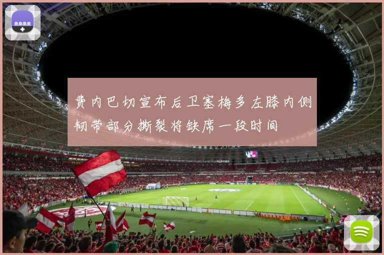 费内巴切宣布后卫塞梅多左膝内侧韧带部分撕裂将缺席一段时间